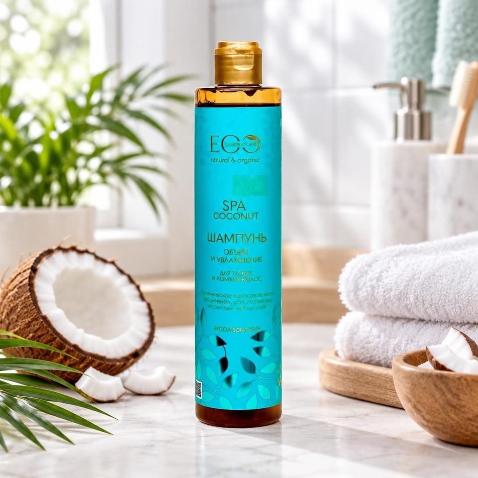 Эко Лаборатория Шампунь для волос Обьем и Увлажнение Coconut spa 350мл 8шт