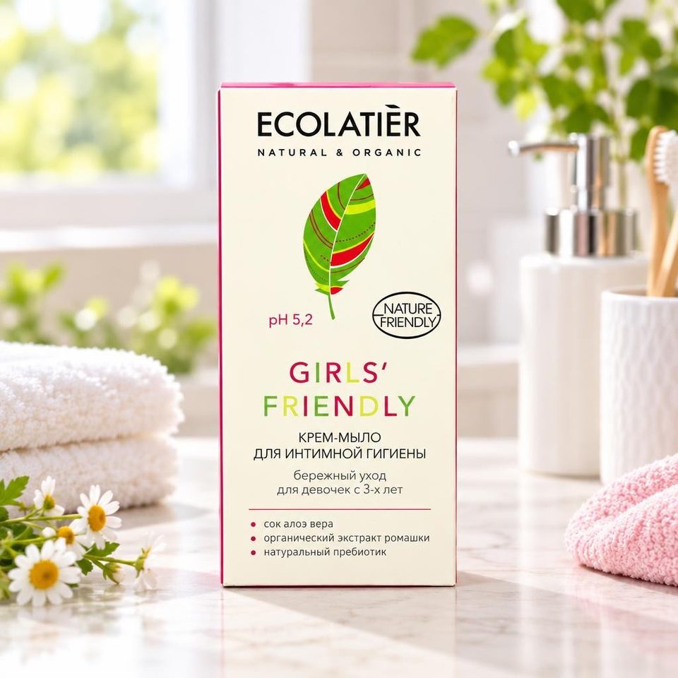 ECOLATIER Гель для интимной гигиены Girls Friendli Бережный уход для девочек с 3-х лет 250мл 8шт
