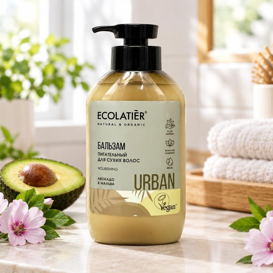 ECOLATIER URBAN Бальзам Питательный для сухих волос Авакадо и Мальва 400мл 10шт
