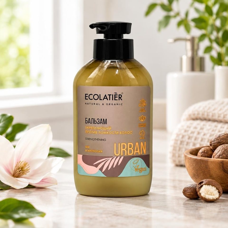 ECOLATIER URBAN Бальзам Укрепляющий против ломкости волос Ши и Магнолия 400 мл