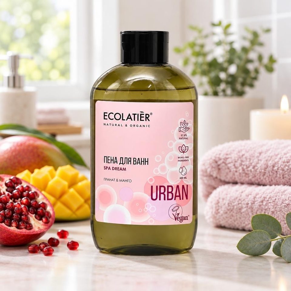 ECOLATIER URBAN Пена для ванн гранат и манго 600мл