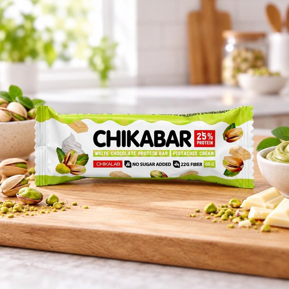 Chikalab батончик глазированный с начинкой фисташковый крем 60гр 20шт