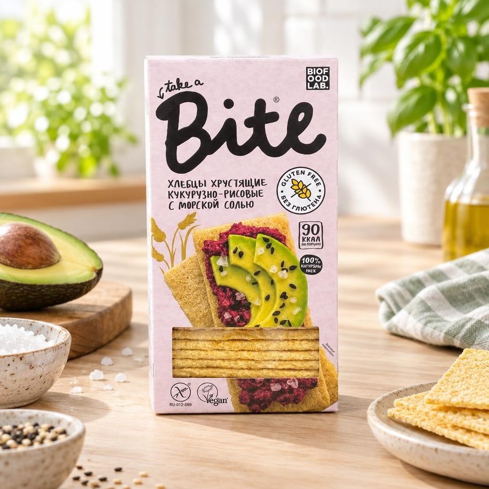 Bite Хлебцы хрустящие кукурузно-рисовые с морской солью 150гр 8шт