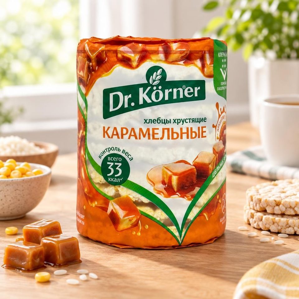 Dr Korner Хлебцы хрустящие кукурузно-рисовые Карамельные 100гр