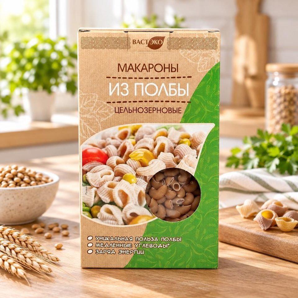Макароны из полбы цельнозерновые Рожки 400 гр 8 шт