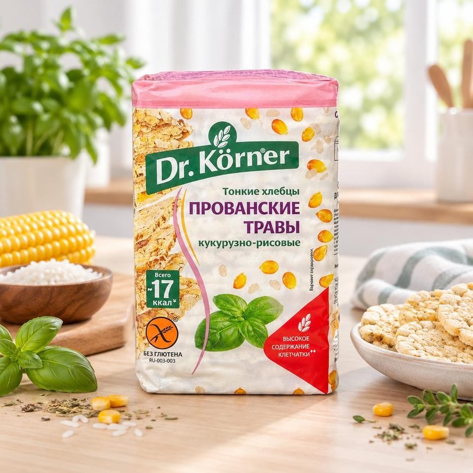 Dr Korner Хлебцы хрустящие Кукурузно рисовые с прованскими травами 100гр