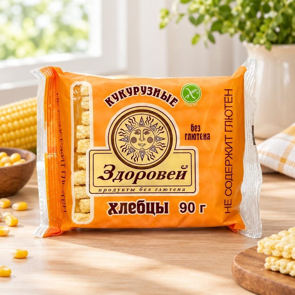 Здоровей Хлебцы Кукурузные хрустящие 90гр 38шт