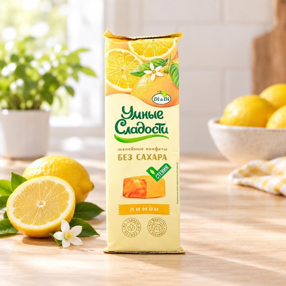 Конфеты желейные со вкусом лимона 90гр 10шт