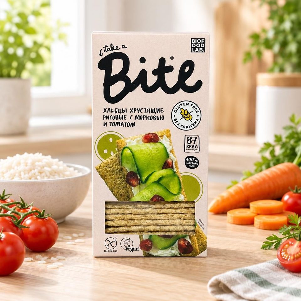 Bite Хлебцы хрустящие рисовые с морковью и томатом 150гр