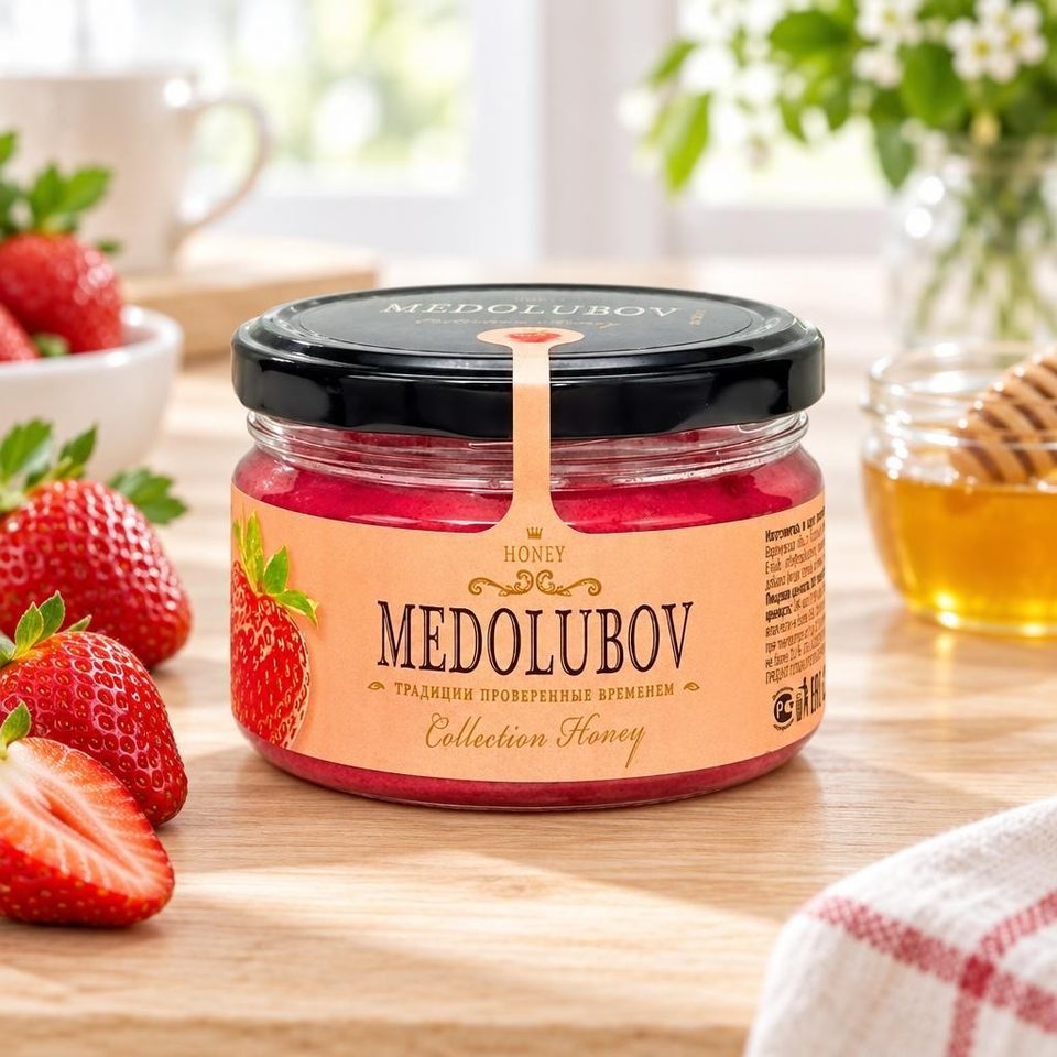 крем мед  с клубникой 240 гр