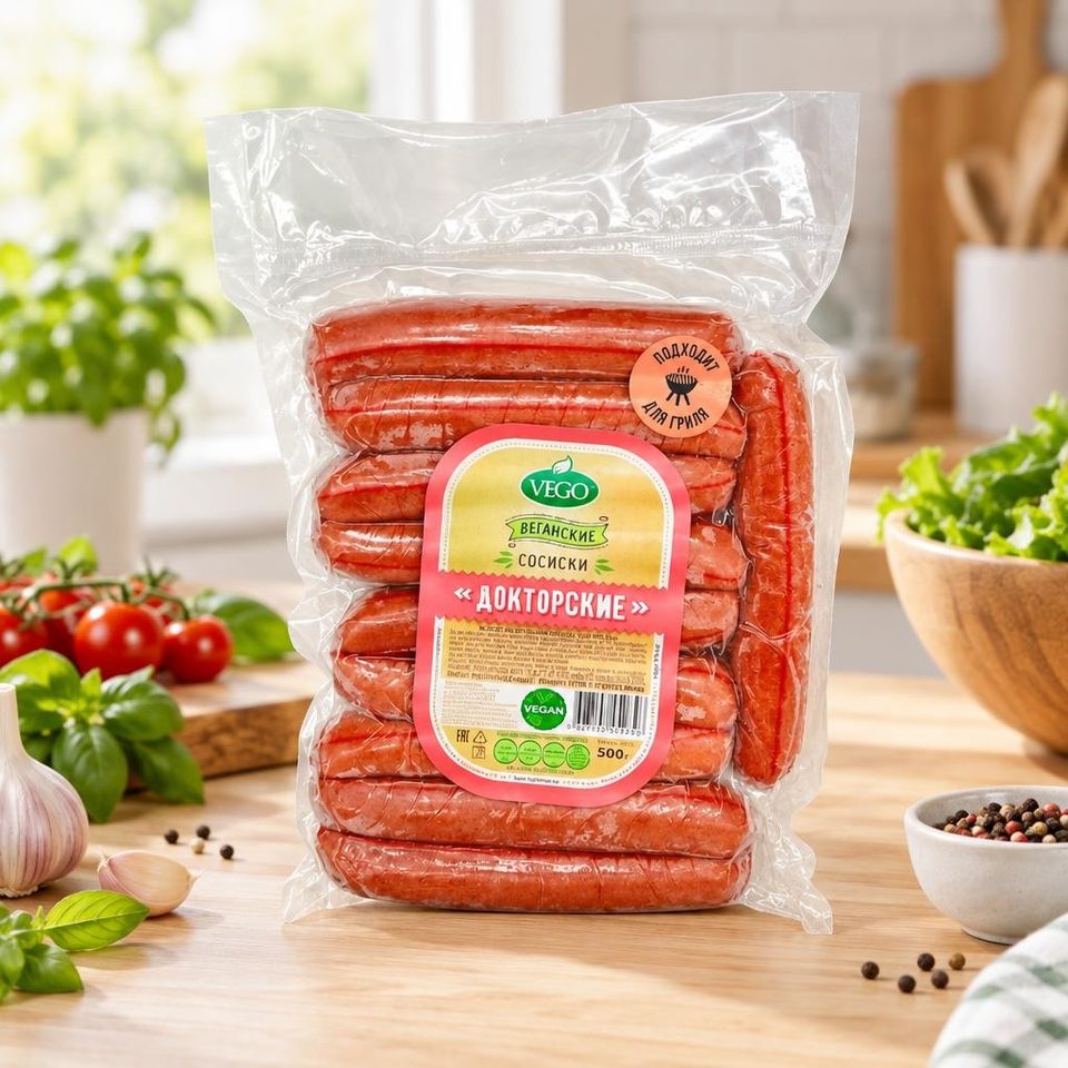 Продукт растительный Сосиски Докторские 500 гр