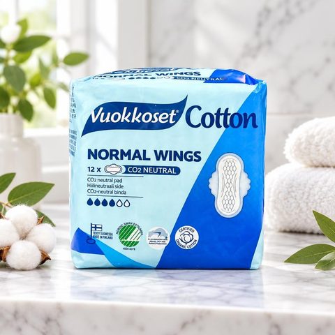 Vuokkoset 12 Normal wings Прокладки хлопок нормал с крылышками 12шт
