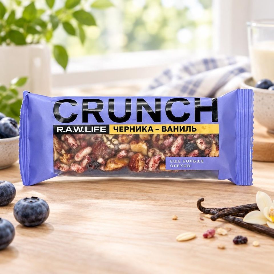 Рау лайф Ореховый батончик CRUNCH Choco Черника-ваниль