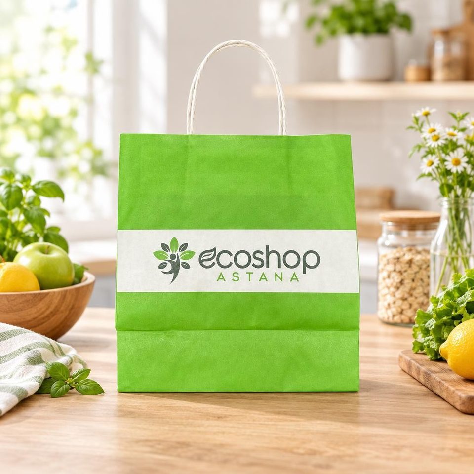 Бумажные пакеты средние Ecoshop зеленые