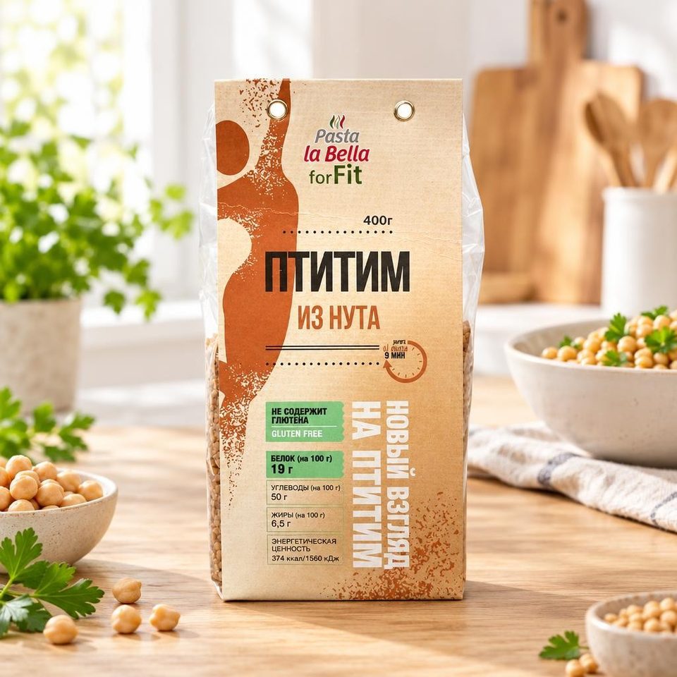 Pasta la Bella forFIT Птитим из нута 400 гр 10 шт