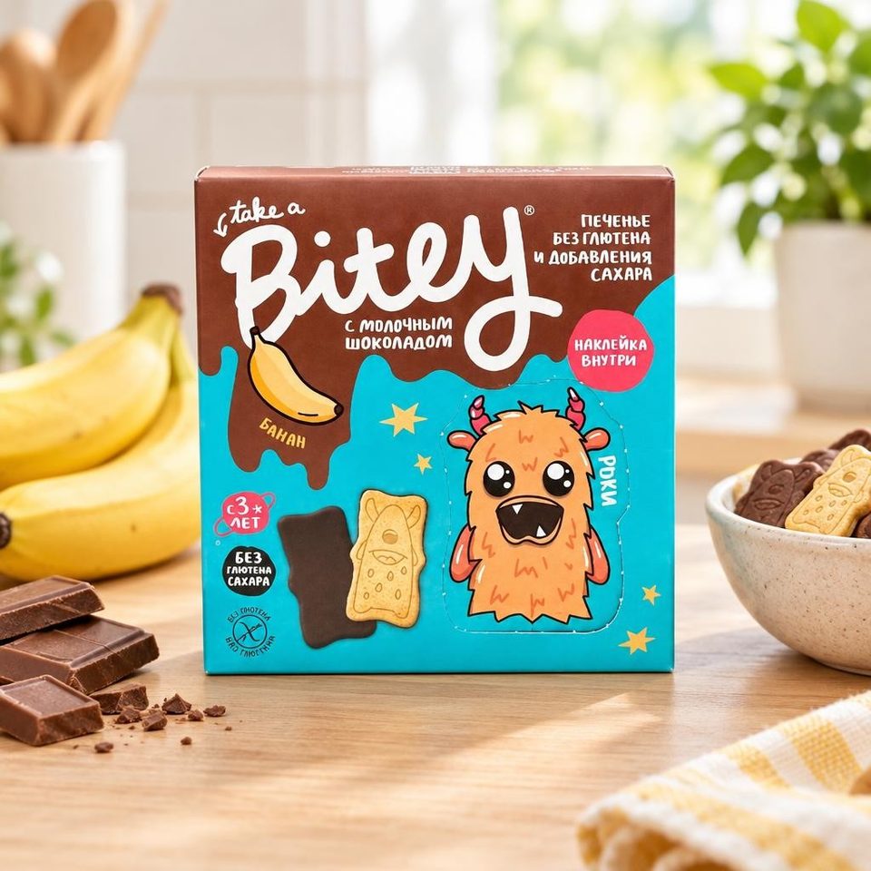 Bitey Печенье с шоколадом Банан 125гр 8шт