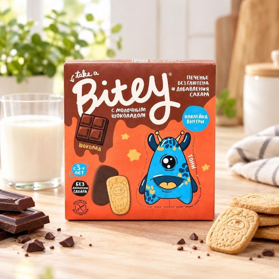 Bitey Печенье с шоколадом со вкусом Шоколад 125гр 8шт