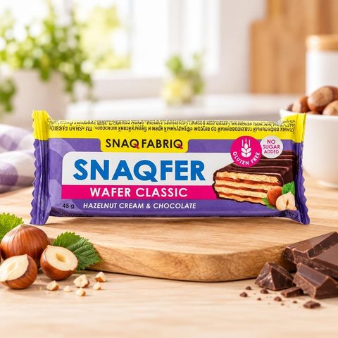 SNAQ FABRIQ Батончик вафельный глазированный со вкусом Фундучный крем и бельгийский шоколад 45гр 20ш