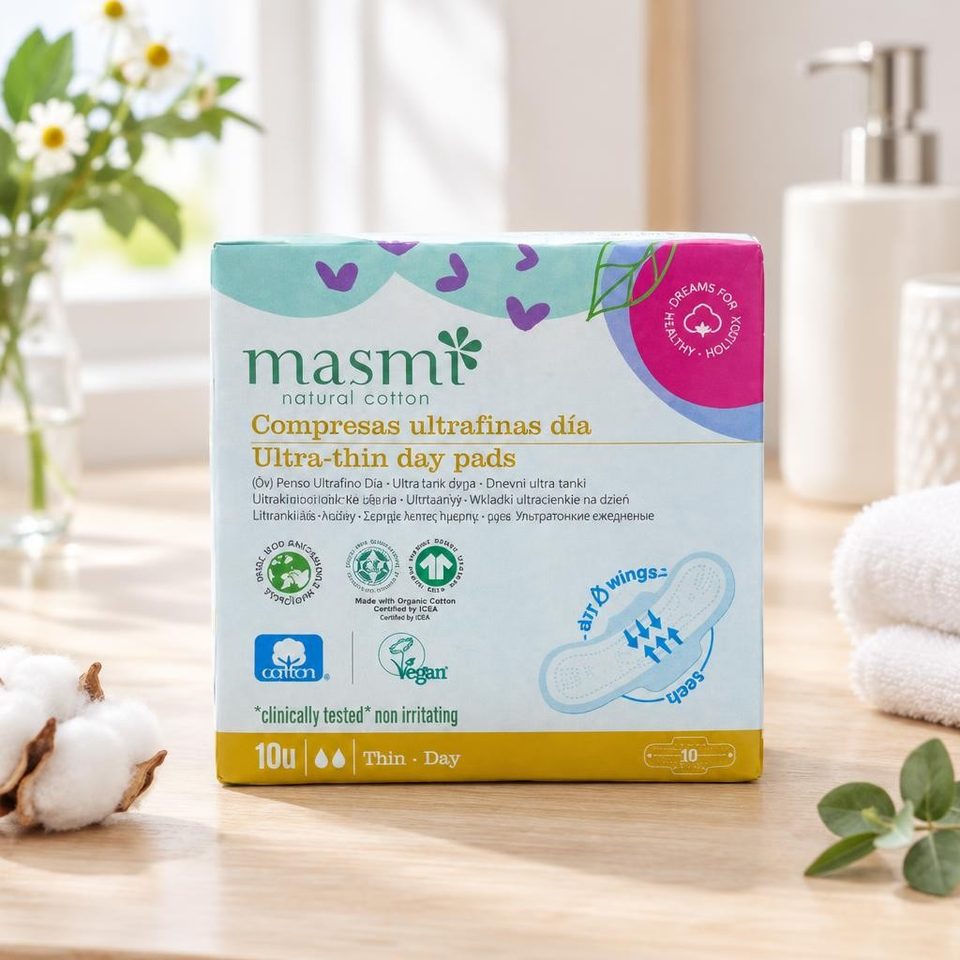 MASMI NATURAL COTTON Ультратонкие дневные гигиенические прокладки Soft 10 шт
