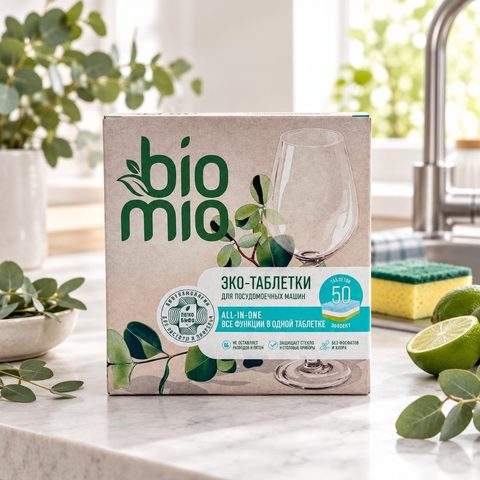 Био Мио Таблетки для посудомоечной машины All-in-one с эфирным маслом эвкалипта 50шт