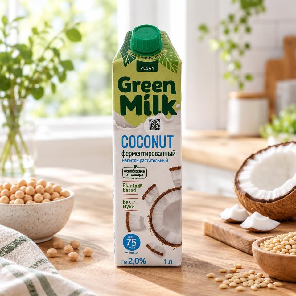 Green milk Напиток с кокосом на ячменно-нутовой основе 1 л 12 шт