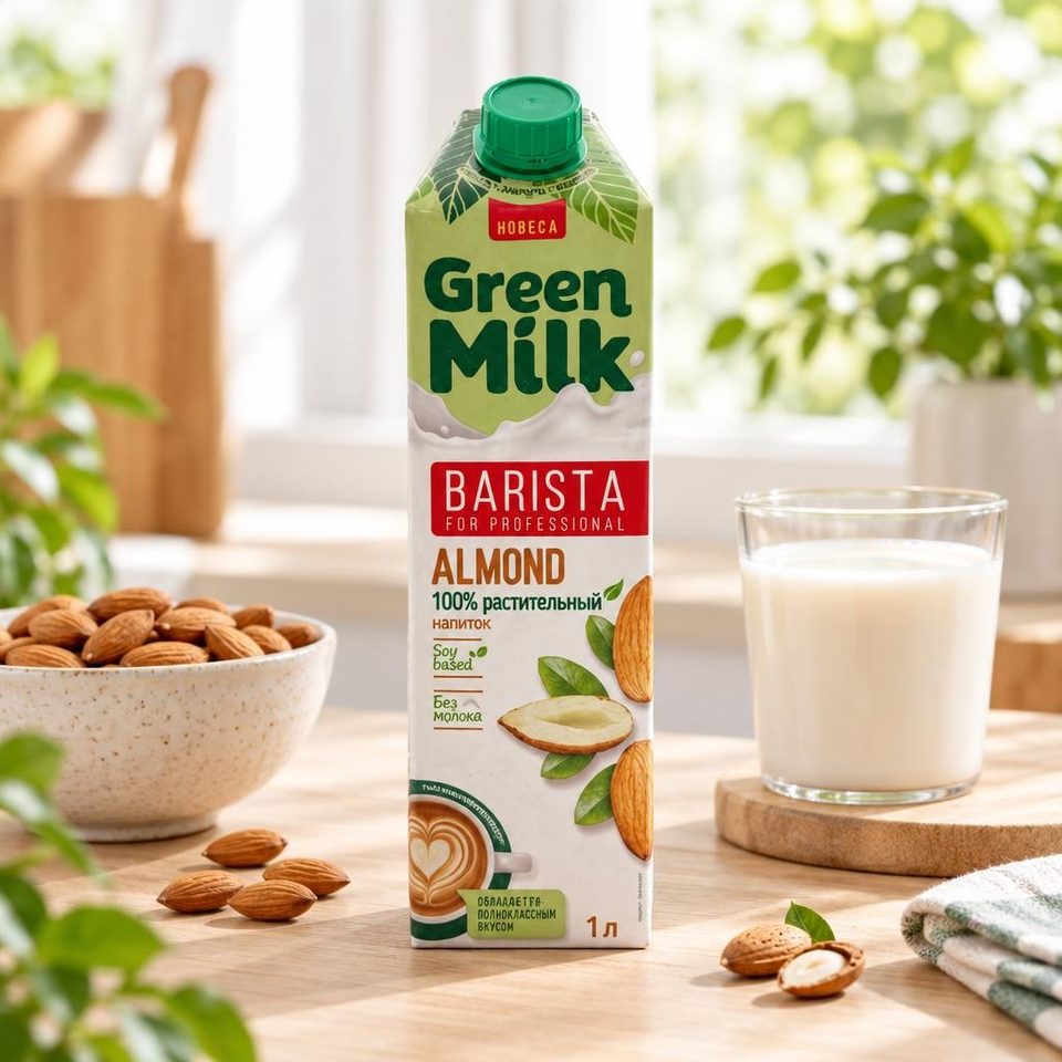 Green milk Напиток миндальный на соевой основе Barista 1 л 12 шт
