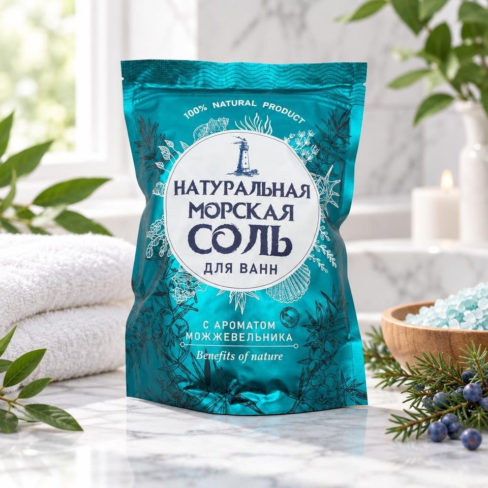 Фито косметик Крымская морская соль для ванн с ароматом можжевельника 1100гр