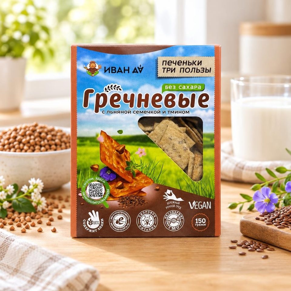 Иван да Печенье три пользы Гречневое коробочка 150гр 18 шт