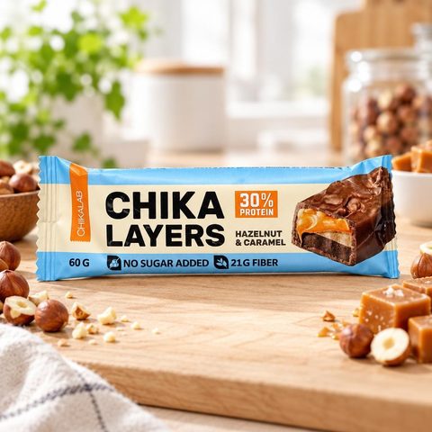 Chikalab Layers Батончик глазированный Лесной орех с карамелью 60гр 20шт