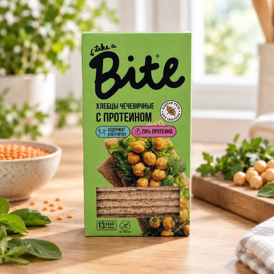 Bite Хлебцы хрустящие с протеином чечевичные 100гр 8шт