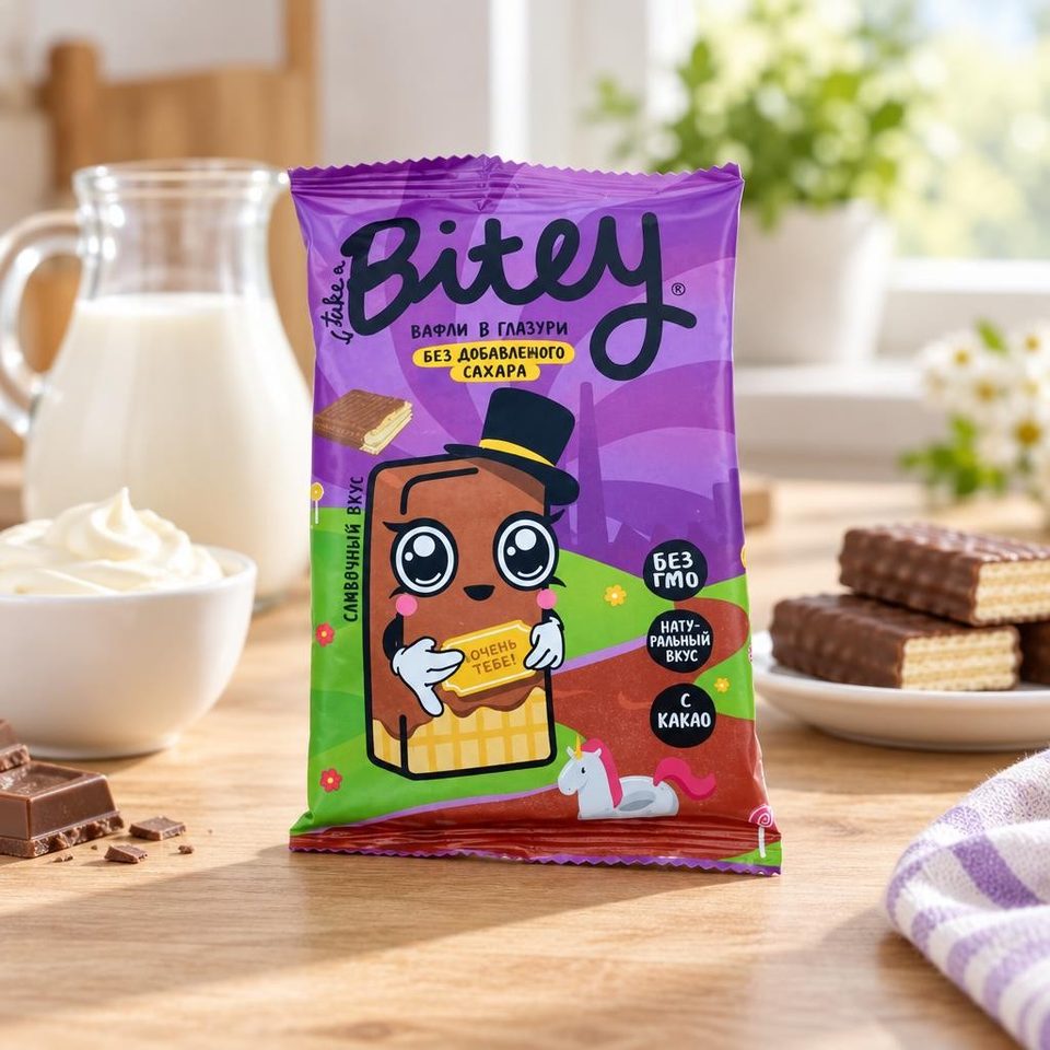 Bitey Вафли глазированные со вкусом Сливки 35гр 10шт