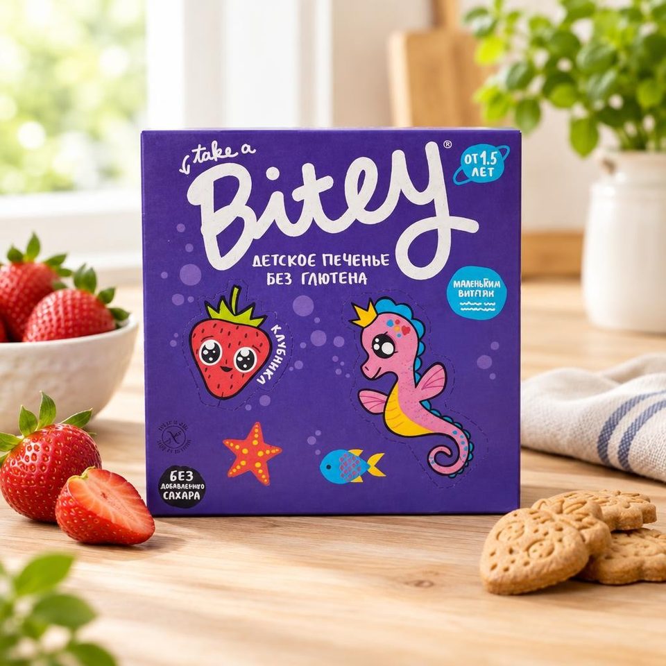 Bitey Печенье безглютеновое Клубника 125гр 8шт