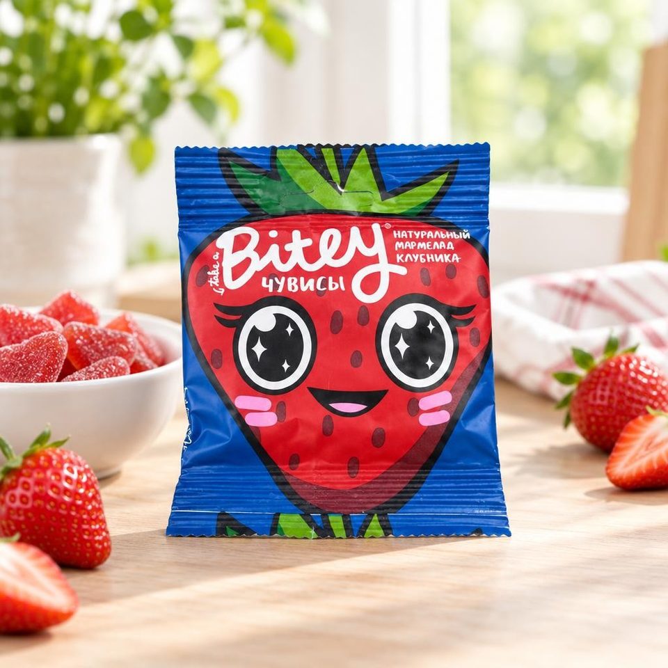 Bitey Фруктово-ягодный мармелад Клубника 20 гр 20 шт