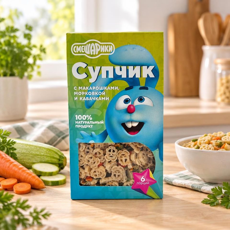 Смешарики Супчик с макарошками морковкой и кабачками 160 гр 10 шт