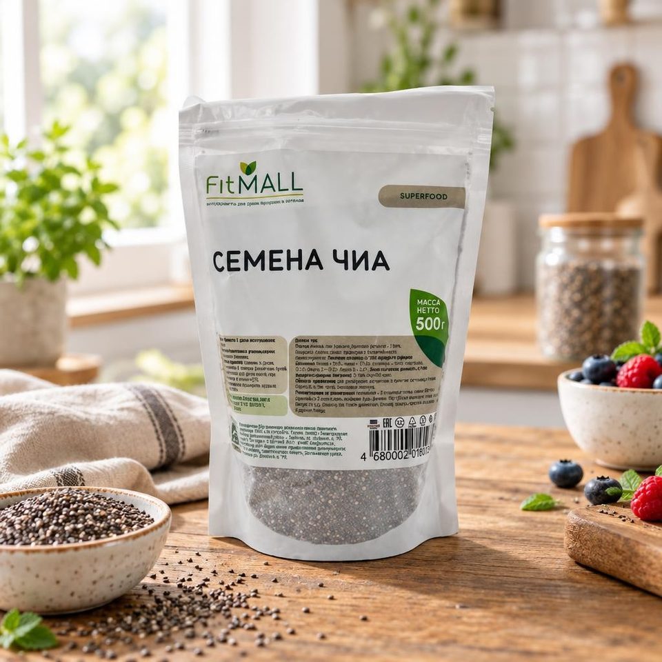 Семена чиа ТМ FitMall дойпак 500 гр 10 шт