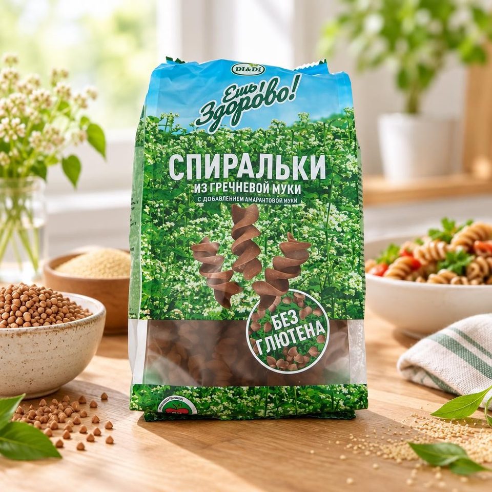 Макаронные изделия Ешь Здорово из гречневой муки с добавлением амарантовой мукой Спираль 250гр