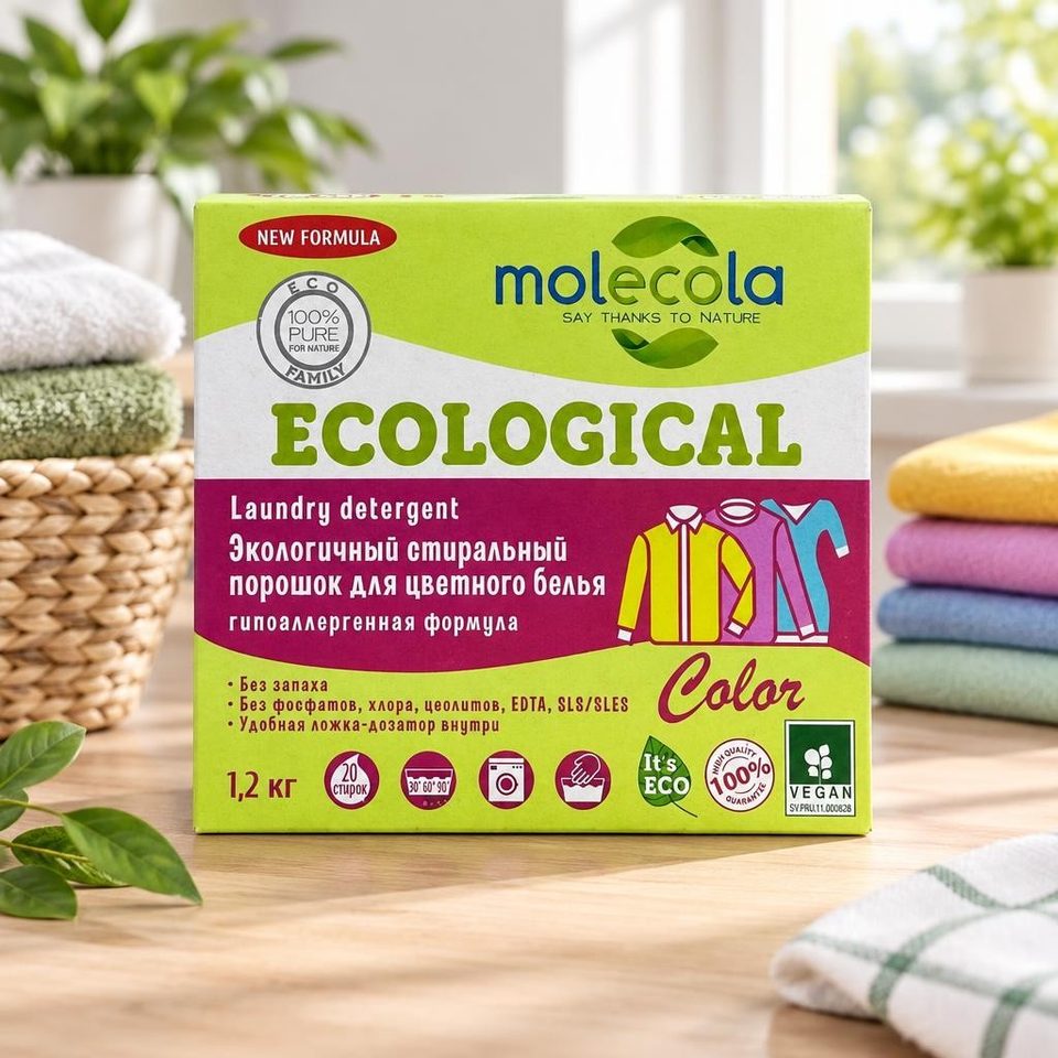 Molecola Стиральный порошок для цветного белья 1,2кг 8шт