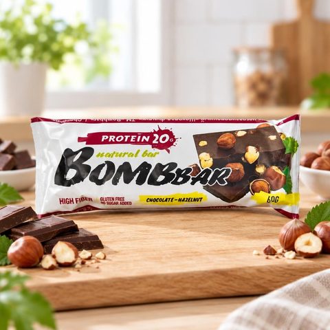 Bombbar батончик Шоколад-фундук 60гр 20шт