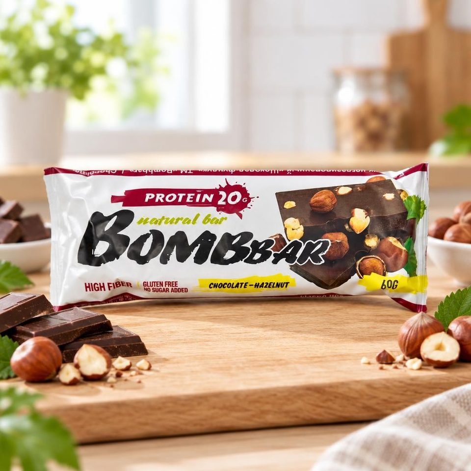 Bombbar батончик Шоколад-фундук 60гр 20шт