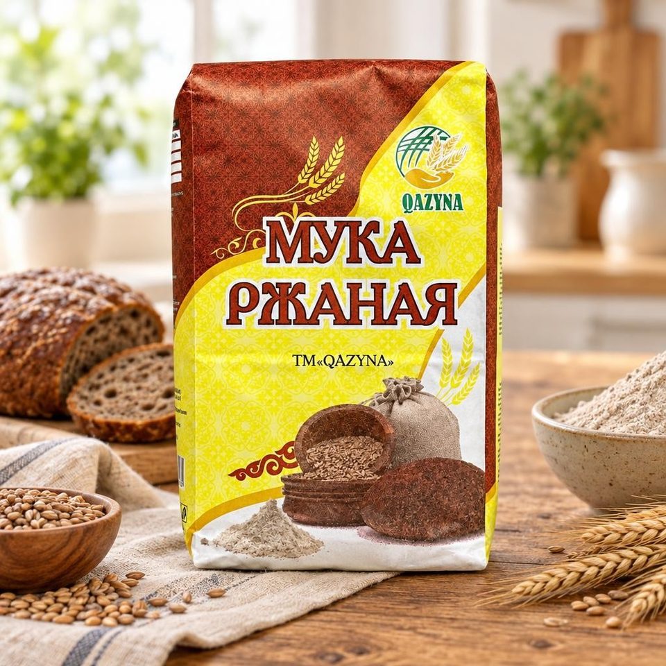 Казына Мука Ржаная цельнозерновая 1кг