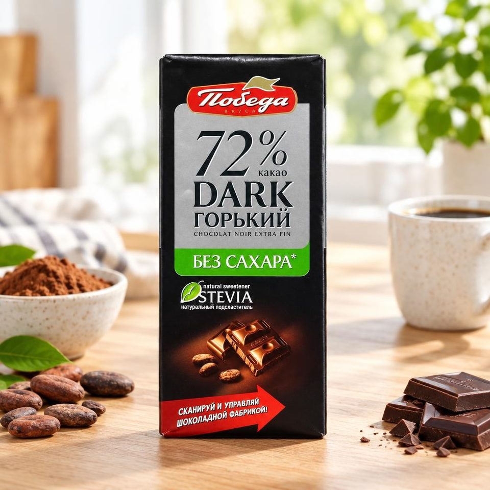 Шоколад Горький без сахара 72% какао 100 гр 20 шт