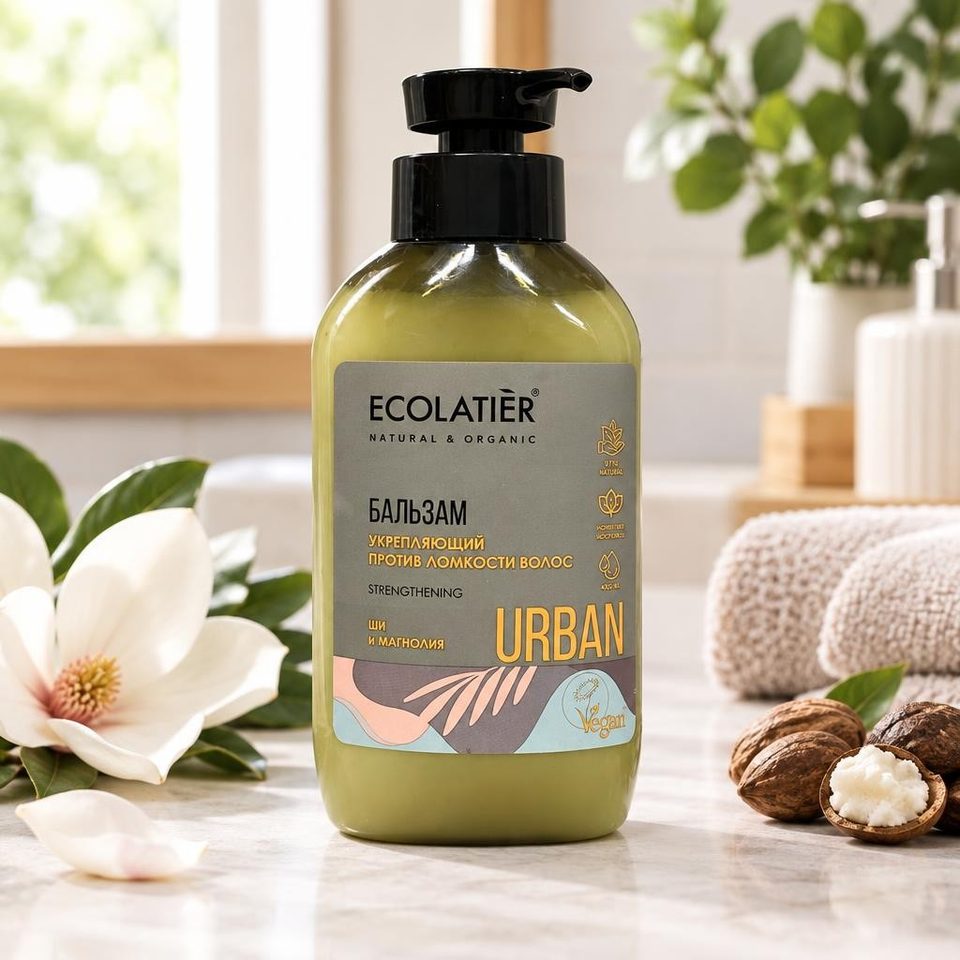 ECOLATIER URBAN Шампунь Укрепляющий против ломкости волос Ши и магнолия 600мл 8шт
