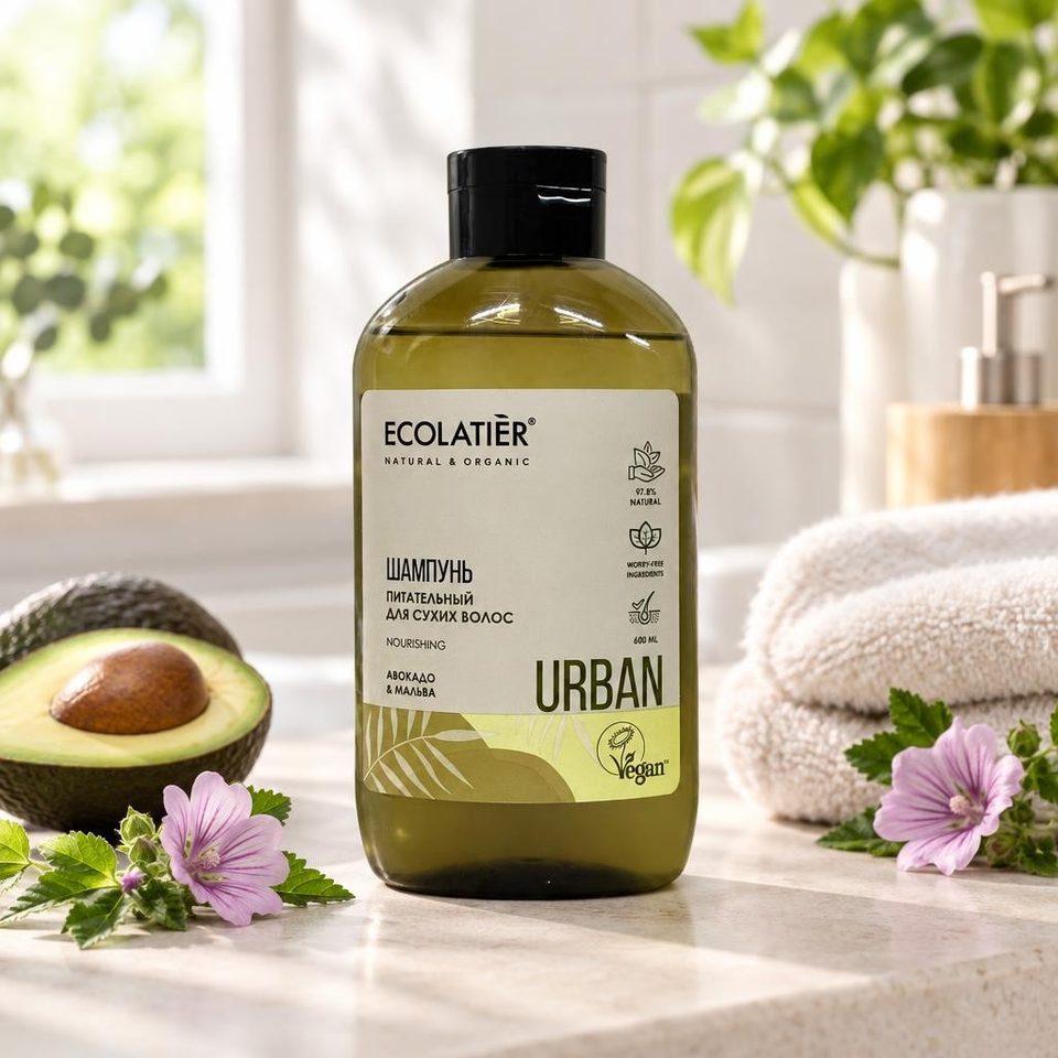ECOLATIER URBAN Шампунь Питательный для сухих волос Авокадо и мальва 600мл 8шт