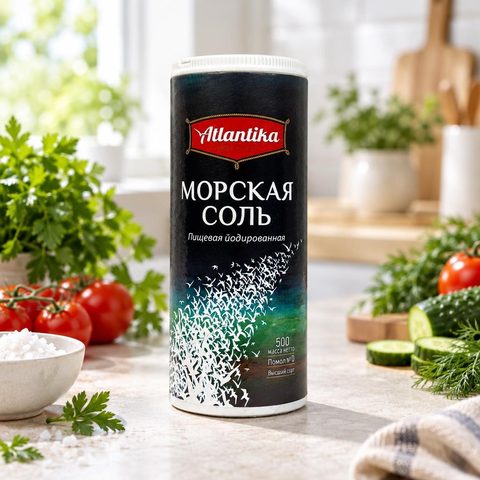 Атлантика Морская соль йодированная 500гр 10шт