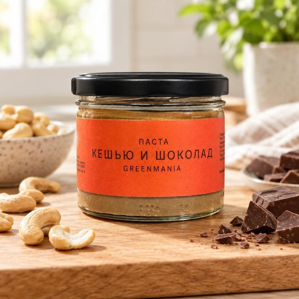 Паста Greenmania Кешью и шоколад 200гр