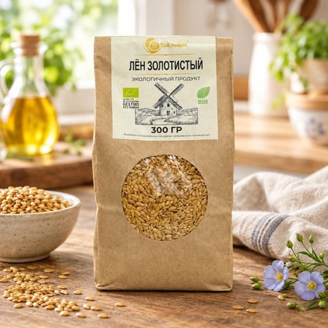 Диканшы Лен золотистый фасованный в пакеты 300гр