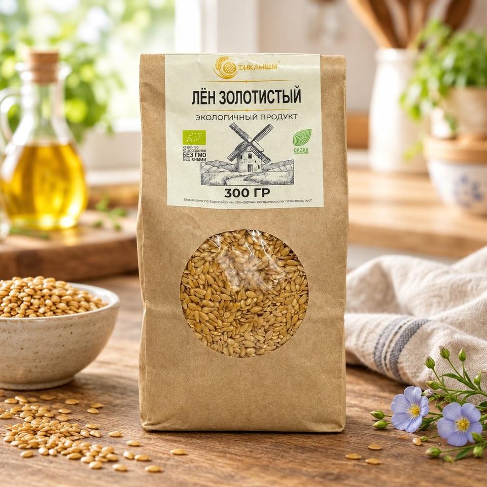 Диканшы Лен золотистый фасованный в пакеты 300гр