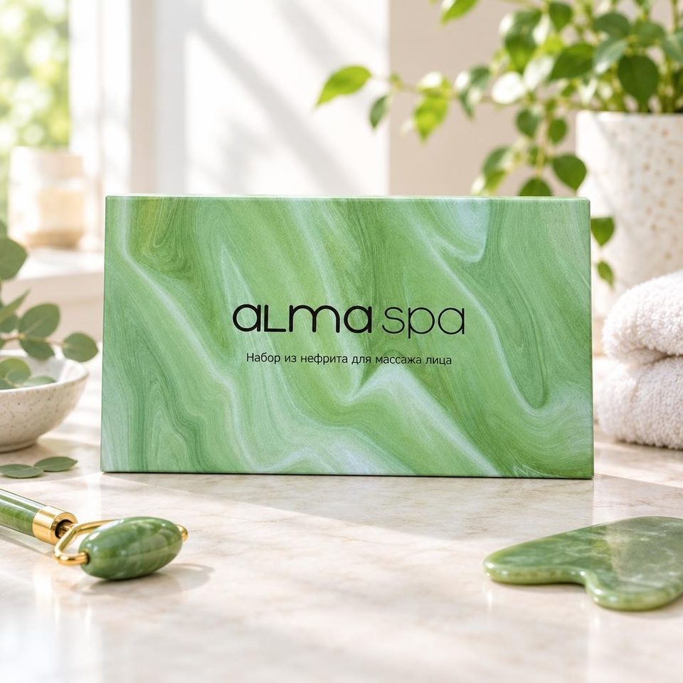 Alma spa Набор из нефрита роллер и гуаша