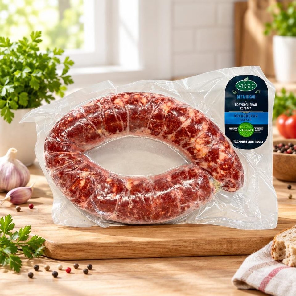 Продукт растительный Колбаса Полукопченная Особая Краковская 450 гр