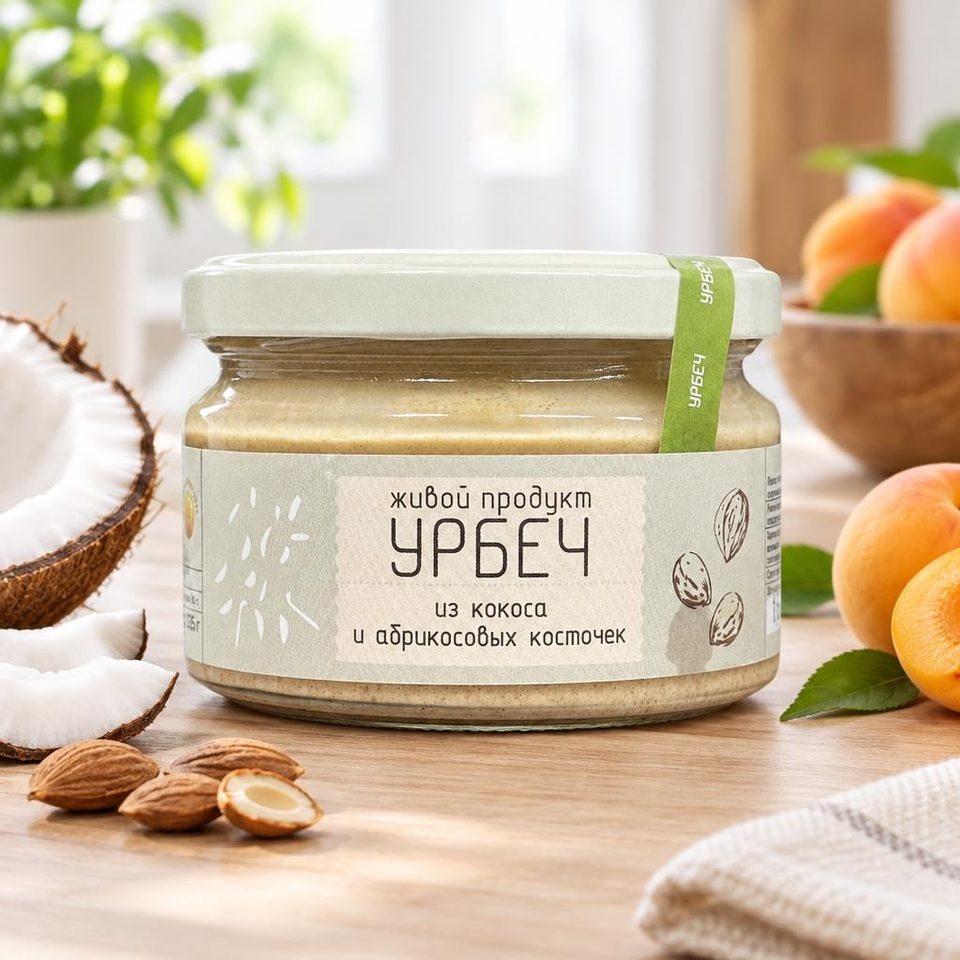 Урбеч из кокоса с абрикосовой косточкой  225гр 16шт